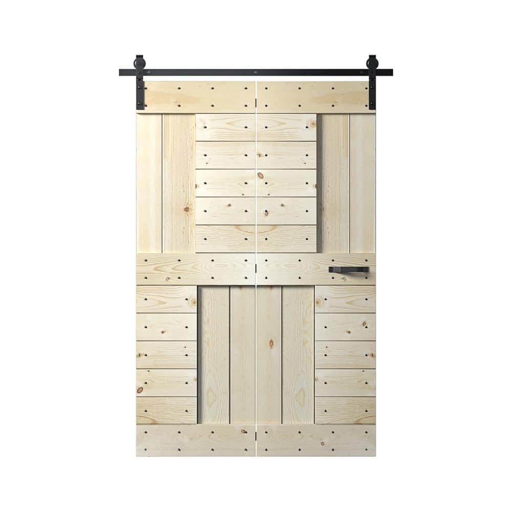 Coast Sequoia 36in. X 84in. Embossing S Series Unfinished Knotty Wood Bi-Fold Barn Door With Sliding Hardware Kit price history on PriceWatchPro