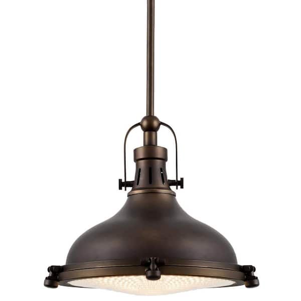 Beacon 60-Watt 1-Light Oil-Rubbed Bronze Transitional Pendant Light with Oil Rubbed Bronze Shade, No Bulb Included
