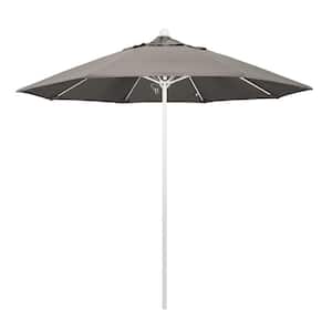 9 ft. Fiberglass Market Pulley Open Matted White Patio Umbrella in Taupe Pacifica