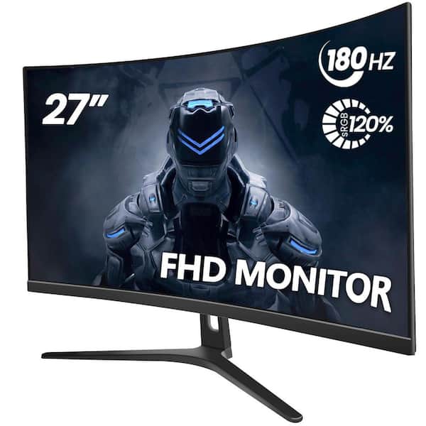 27in. Curved VA Gaming Monitor, FHD 1920x1080P, 144Hz/180Hz, 1800R Screen, 120% sRGB, AMD FreeSync, HDMI & DP,Wall Mount