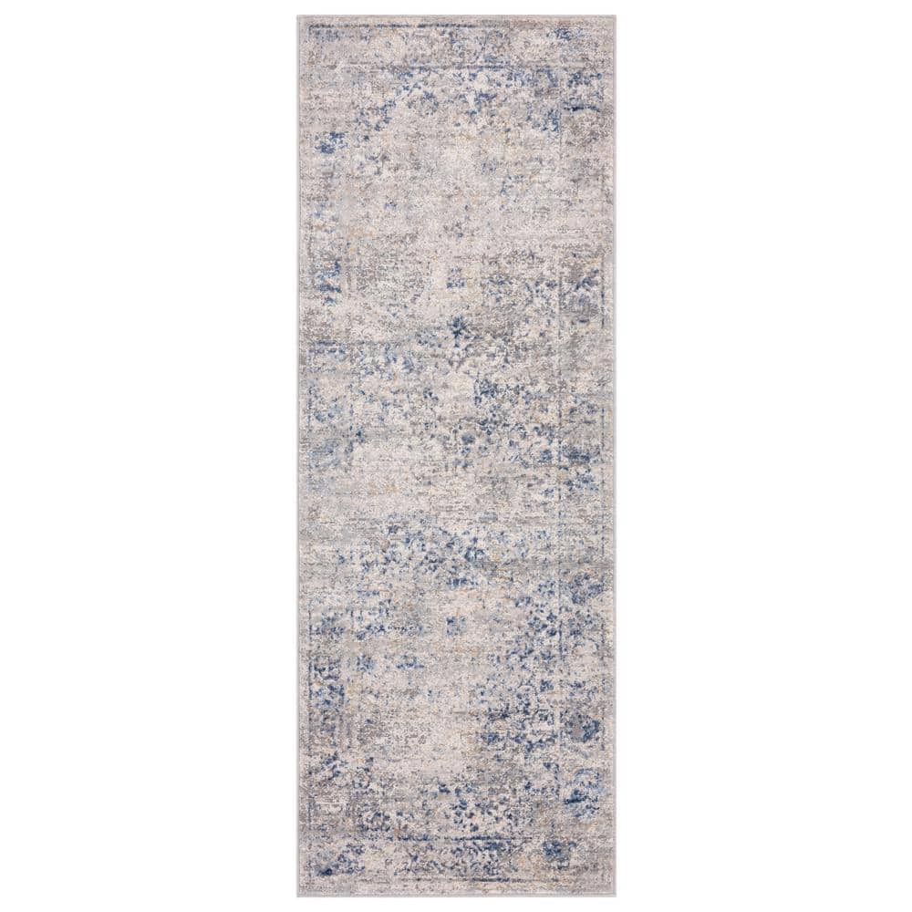 Austin Blue Polyester and Jute Stain-Resistant Runner Rug 2'7" x 7'4"