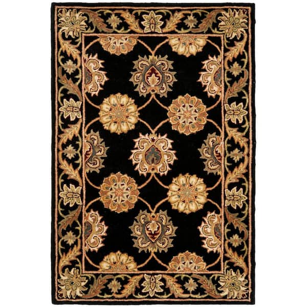 SAFAVIEH Heritage Black Doormat 2 ft. x 3 ft. Border Area Rug