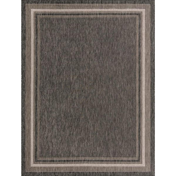Unique Loom Outdoor Soft Border Black 9' 0 x 12' 0 Area Rug