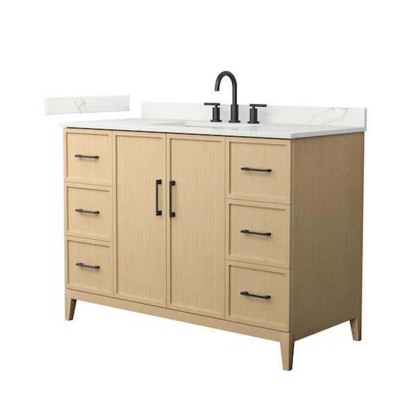 Wyndham Collection Elan 48 in. W x 22 in. D x 35 in. H Single Bath Vanity in White Oak with Giotto Quartz Top
