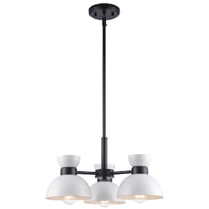 Azaria 3-Light White and Black Chandelier Light Fixture with Metal Dome Shades