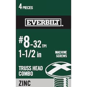 #8-32 x 1-1/2 in. Zinc Plated Combo Truss Head Machine Screw (4-Pack)
