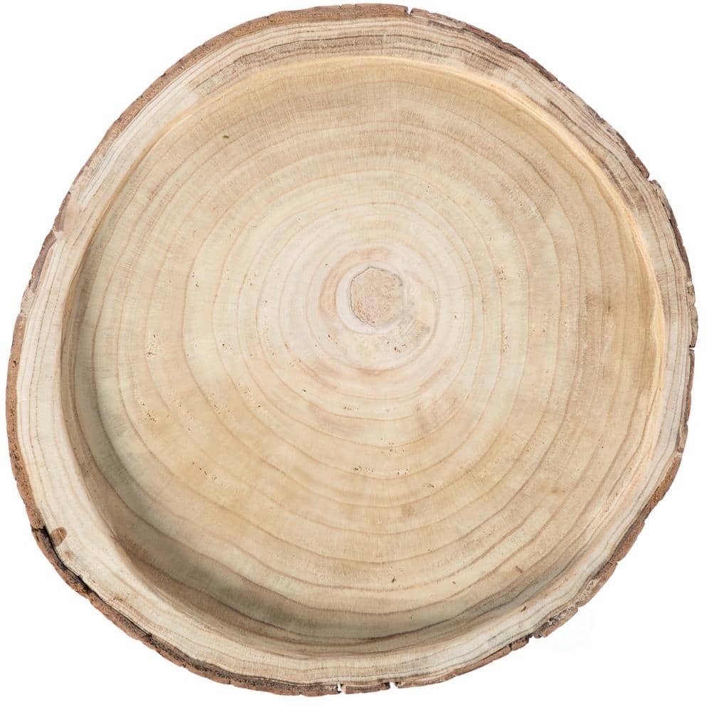 Rustic Paulownia Wood Tree Bark 18" Display Tray