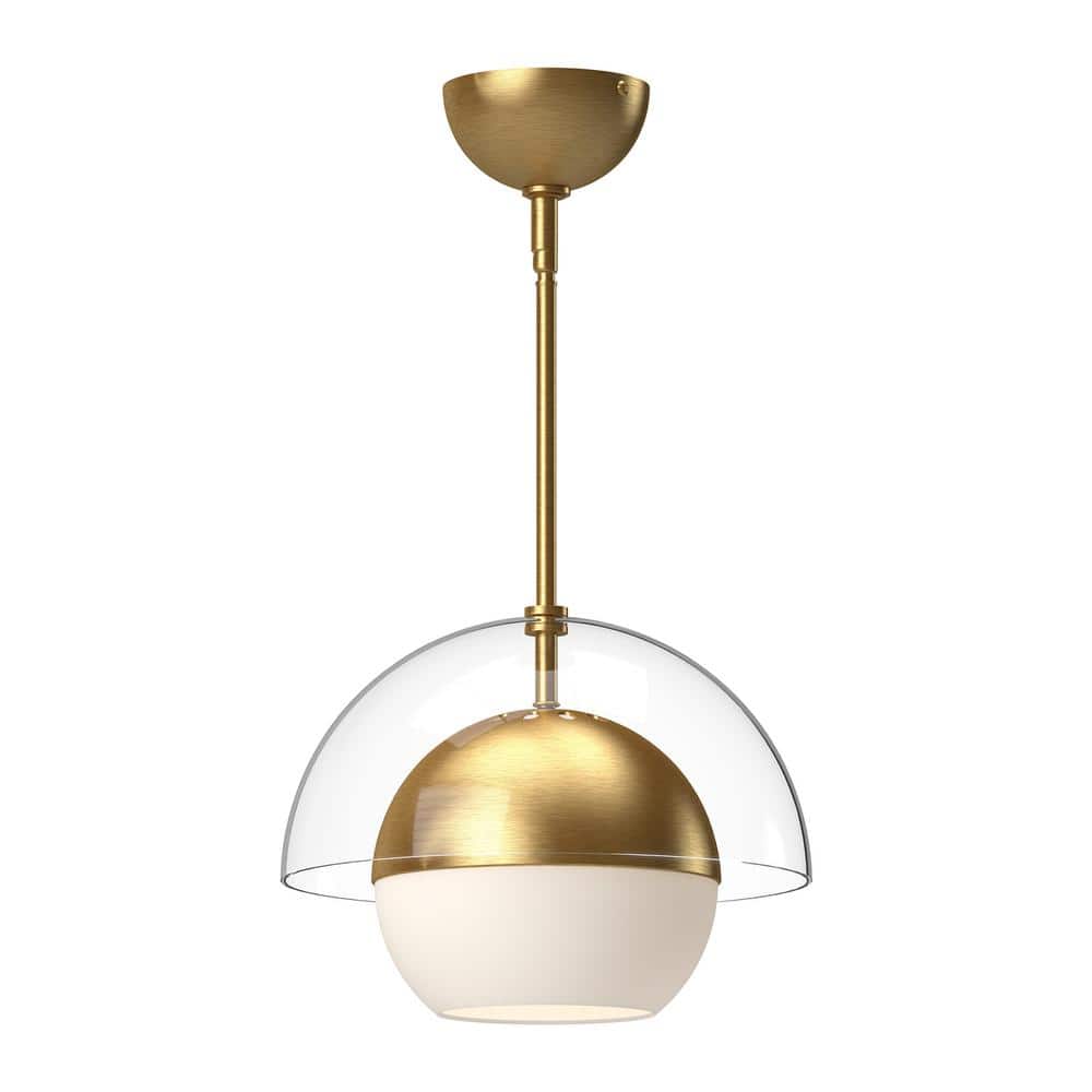 Lucy 12'' Matte Black & Brushed Gold Glass Bowl Pendant