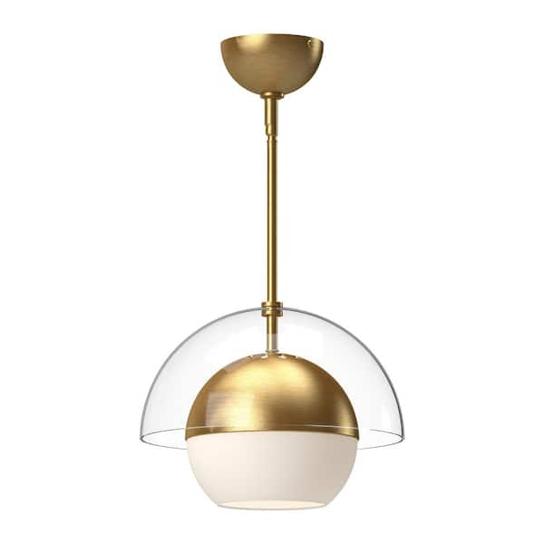 ALORA MOOD Lucy 12 in. 1 Light 60-Watt Brushed Gold/Opal Matte Glass Pendant Light