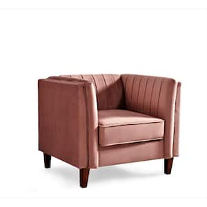 Souheil 37 in. PinkWide Velvet Armchair (Set of 1)