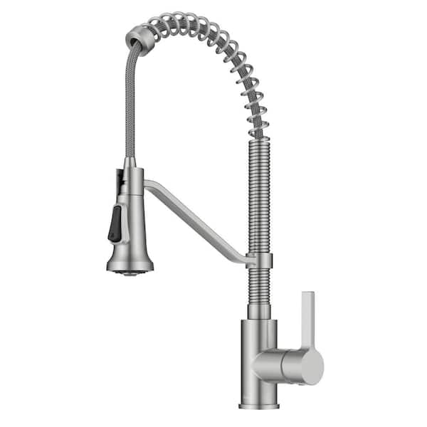 KRAUS Britt Commercial Style 2-Function Single Handle Pull Down Sprayer Kitchen Faucet in Spot-Free Stainless Steel