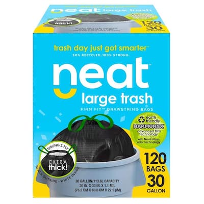 30 Gallon Black and White Large Trash Bags (120-Count)