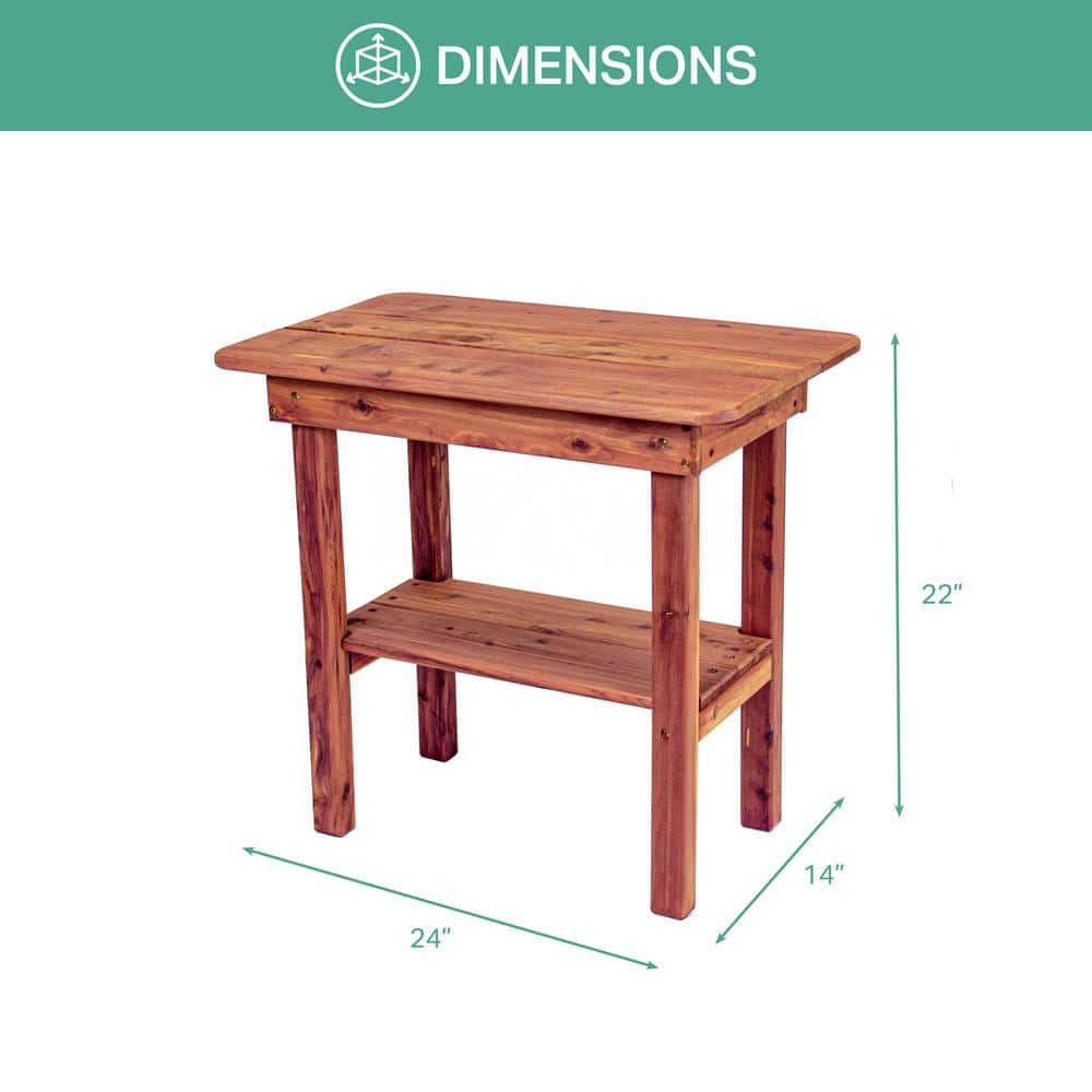 Medium Brown Cedar Rectangular Outdoor End Table