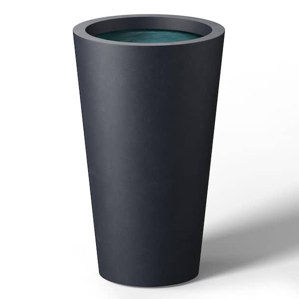 12 in. Large Granite Gray (Premium Inner) Concrete Round planter/Pot with Drainage Holes