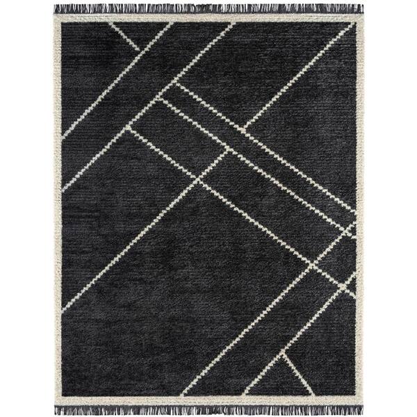 EVERLOOM Angelo Noir Black/Ivory 8 ft. x 10 ft. Geometric Area Rug