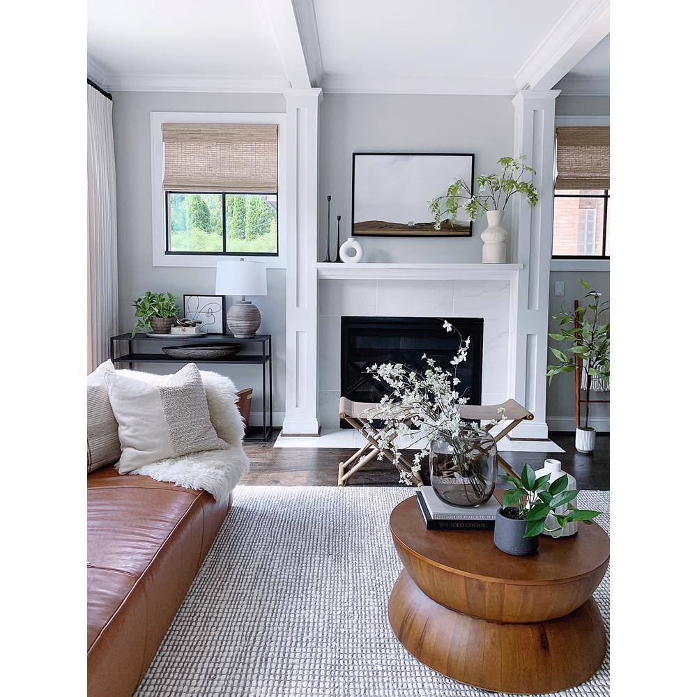 Elegant Ivory 6' x 6' Square Hand-Woven Wool & Viscose Area Rug