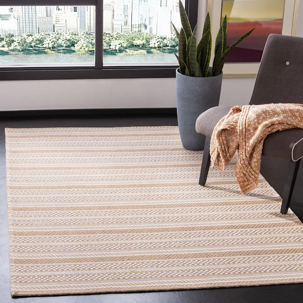 Augustine 5 ft. x 7 ft. Taupe/Beige Striped Geometric Area Rug