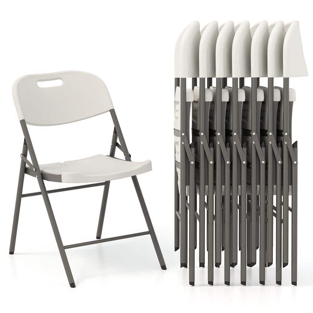 White Stackable Plastic Seat Folding Chairs with Waterproof HDPE Seat(Set of 8) price history on PriceWatchPro