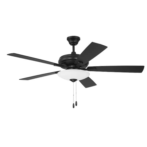 CRAFTMADE Eos 3 Light Bowl 52 in. Indoor Dual Mount Flat Black Finish Ceiling Fan with Reversible Flat Black/Greywood Blades