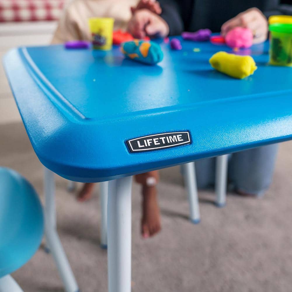 Blue and White Folding Kids Table and Chair Set