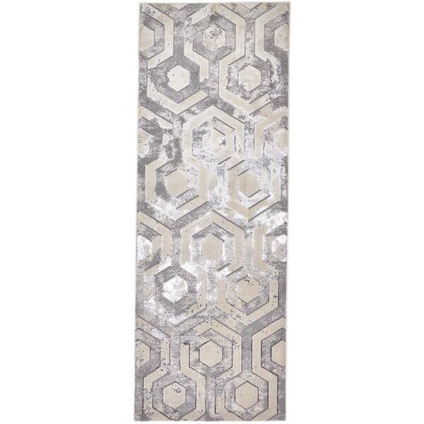Weave & Wander Orin Beige/Gray 3 ft. x 8 ft. Geometric Runner Rug