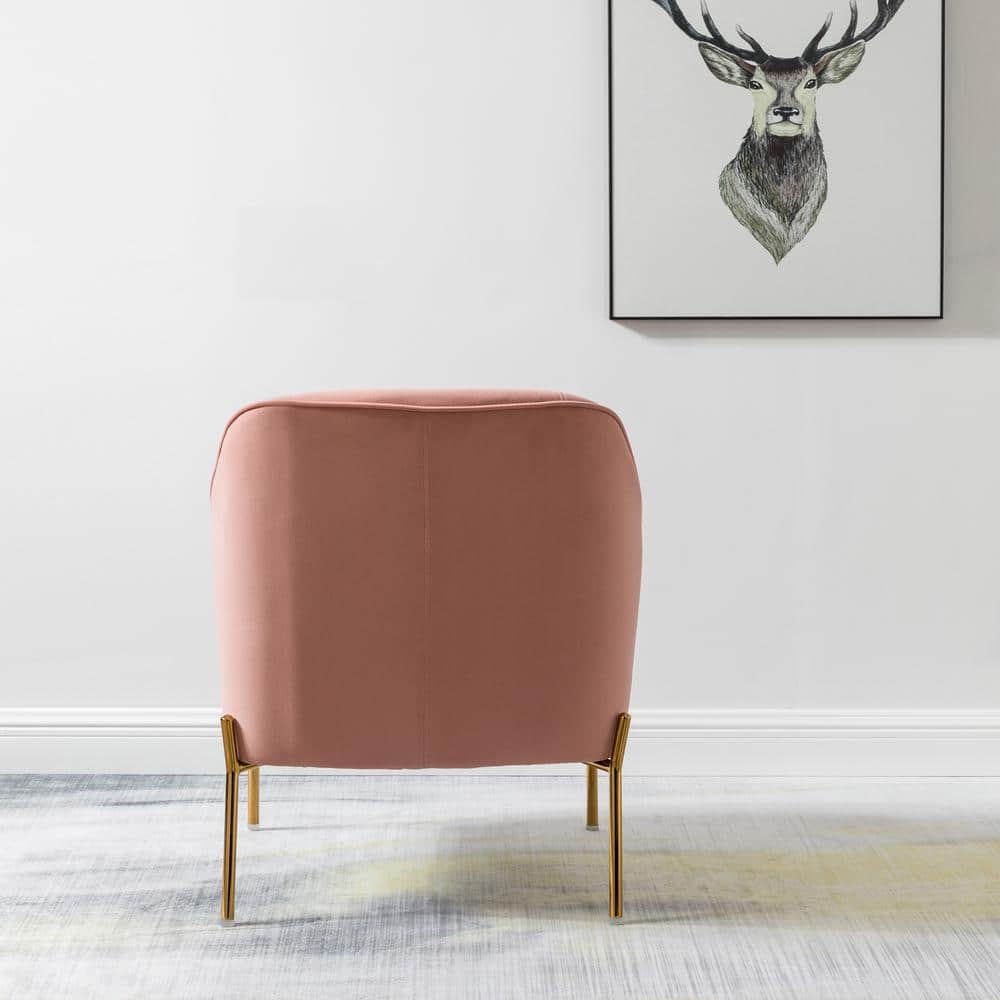 Pink Velvet Swivel Accent Chair with Metal Frame