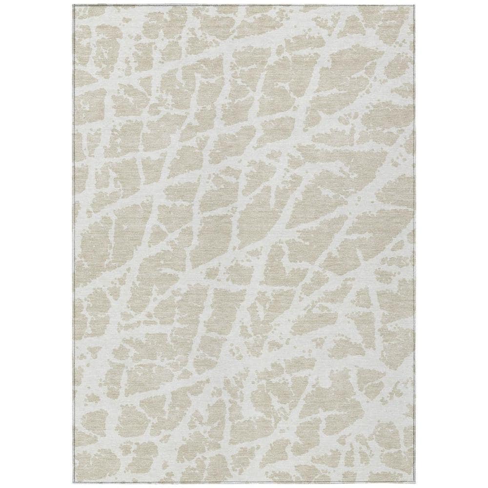 Beige and Ivory 5 ft. x 8 ft. Abstract Indoor / Outdoor Area Rug price history on PriceWatchPro