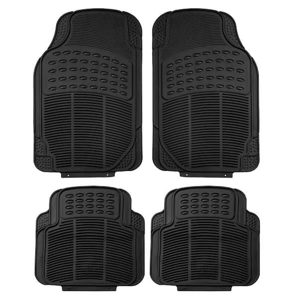 FH Group Black 4 Piece Heavy-duty Rubber Car Floor Mats - Front 26 x 18, Rear 13 x 15.5 inches Full Set