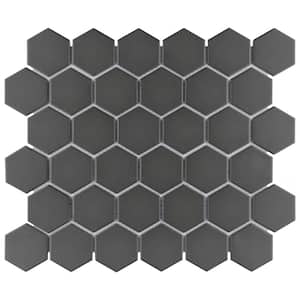 Gotham 2 in. Hex Black 11-1/8 in. x 12-5/8 in. Porcelain Mosaic Tile (10.0 sq. ft./Case)