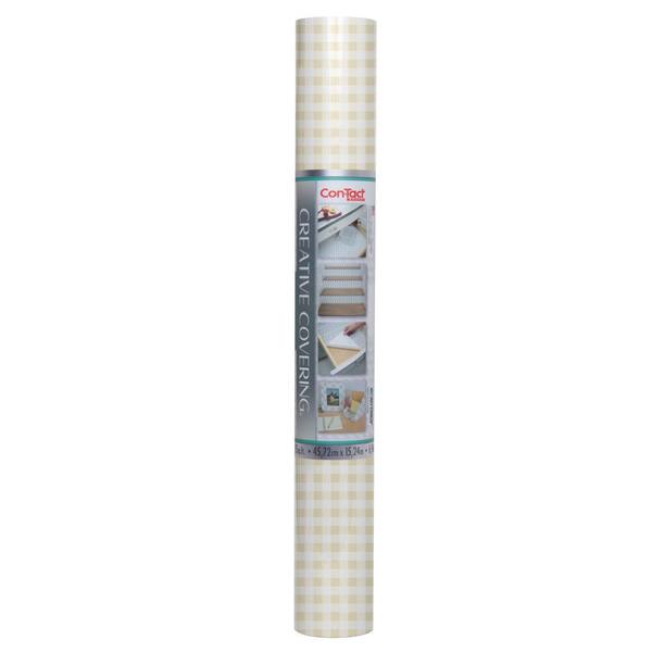 Con-Tact Khaki Plaid 18 in. D x 50 ft. L Self-Adhesive Vinyl Shelf and Drawer Liner, 1 Roll