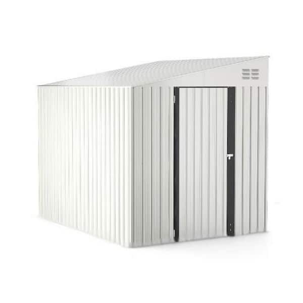 8 ft. W x 6 ft. D Metal Storage Shed, Tools Storage Shed for Garden, Bakcyard, White (48 sq. ft.)