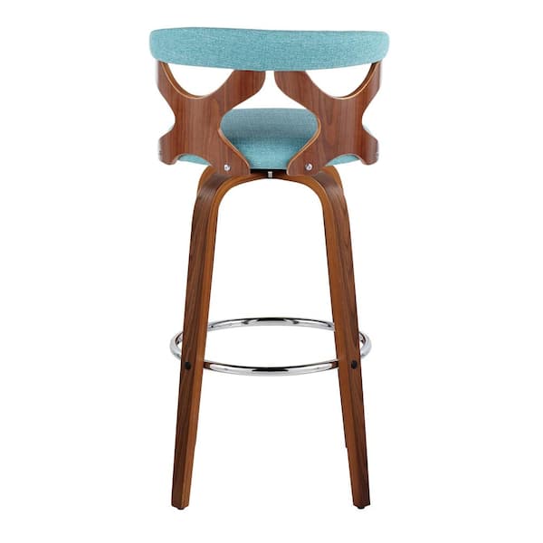 Lumisource Gardenia 29.25 in. Teal Fabric, Walnut Wood, and Chrome