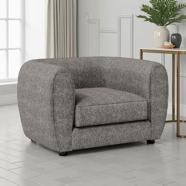 Dly Charcoal Gray and Black Boucle Sofa Arm Chair