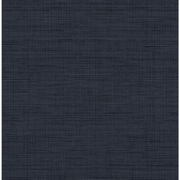 30.75 sq. ft. Midnight Current the Landon Faux Grasscloth Vinyl Peel and Stick Wallpaper Roll