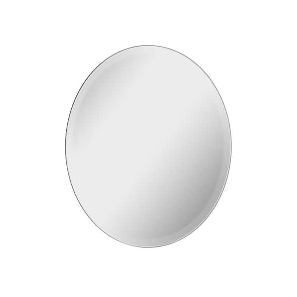 Unbranded 14.76 in. W x 25.2 in. H Oval Frameless for Wall Decorative Bathroom Vanity Mirror in White