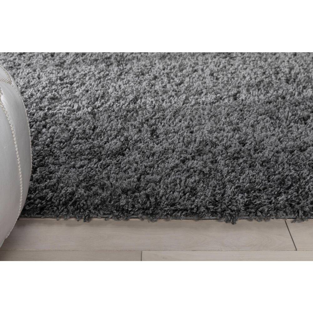 Dark Grey 5' x 7' Rectangular Synthetic Shag Area Rug