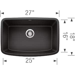 VALEA Black Granite Composite 27 in. x 18 in. Single Bowl Undermount Kitchen Sink