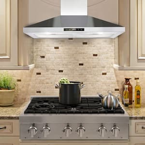 30 in. 600 CFM Touch Panel Vented Wall Mounted with Light Kitchen Range Hood in Stainless Steel