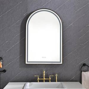39 in. W x 26 in. H Arched-Top Framed Wall Bathroom Vanity Mirror, LED Lighted Makeup Vanity Mirror in Bronze
