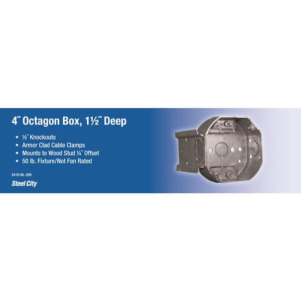 4 in. 15.8 cu. in. Octagon Box with L-Bracket (54151AL-25R)
