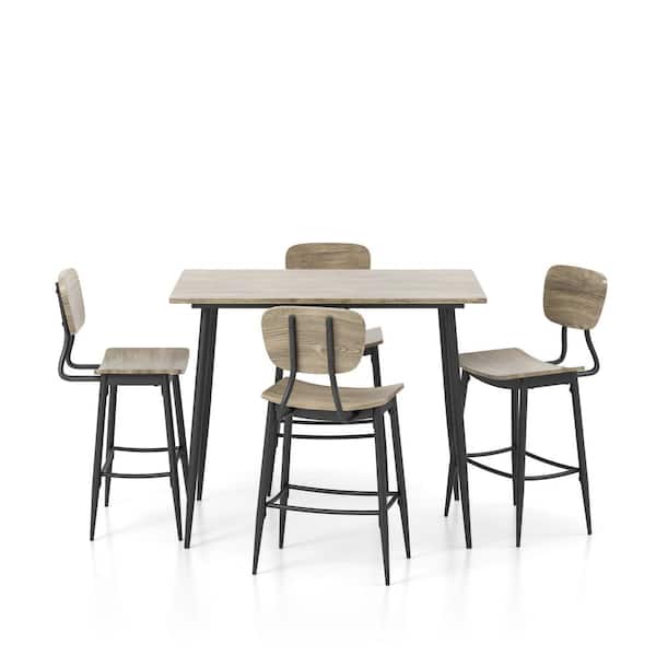 Furniture of America Melsin 5-Piece Gray and Bronze Counter Height Dining Set