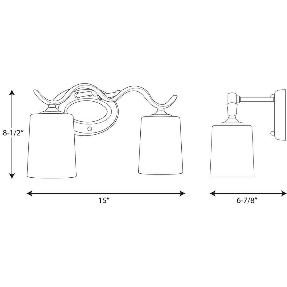 Brushed Nickel 2-Light Wall Sconce with Etched Glass Shades