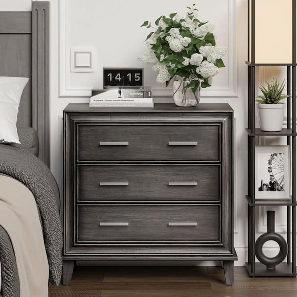 Modern Black 3-Drawer 26.77 in. Wide Chest of Drawers