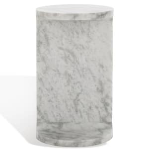 Melinda 12 in. White Round Marble End Table