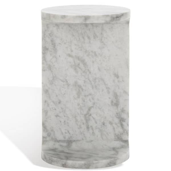 SAFAVIEH Melinda 12 in. White Round Marble End Table