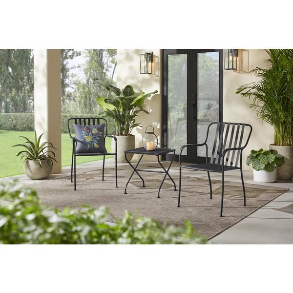 Hampton bay stacking store metal slat chair