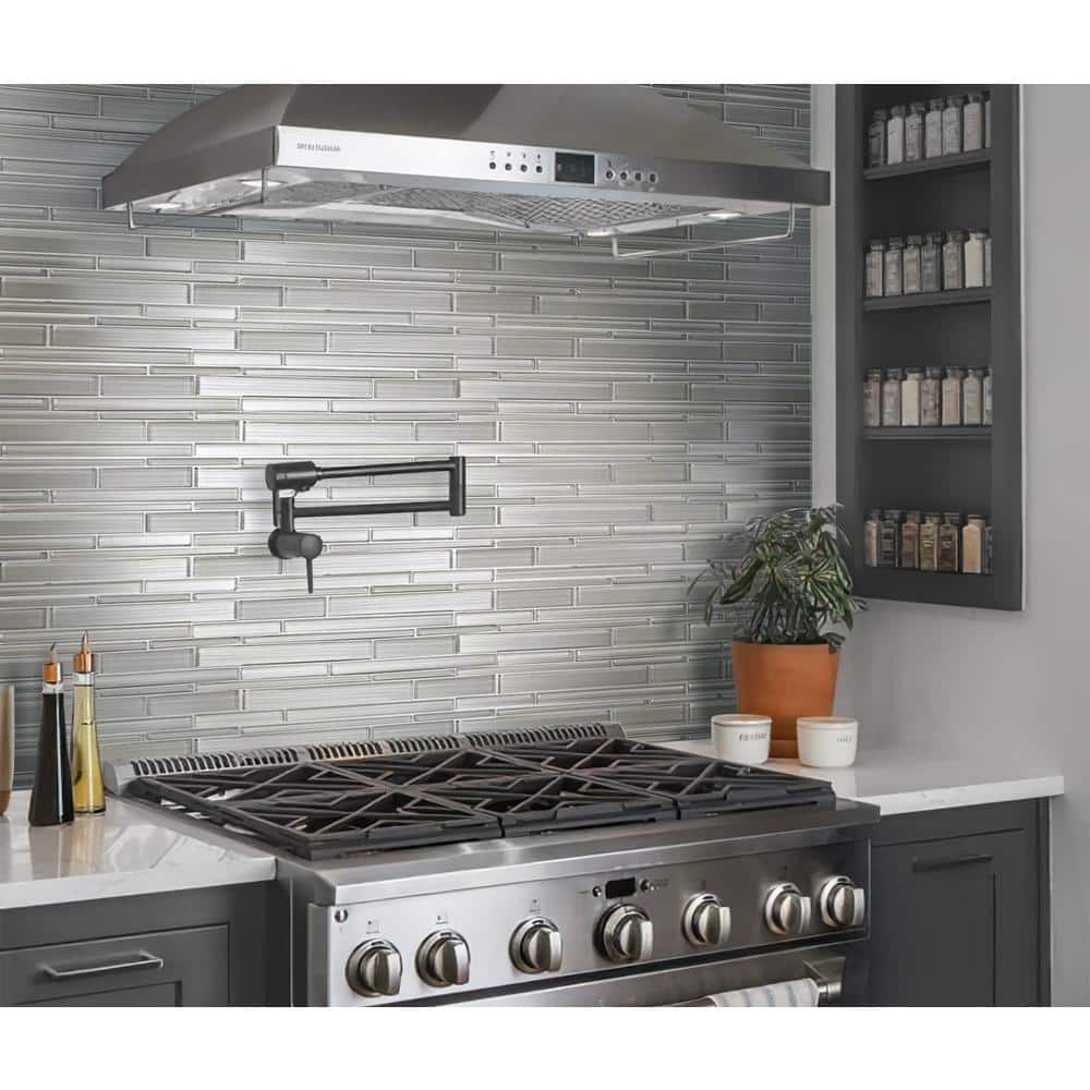 White Linear Glass Mosaic Tile for Bathroom and Kitchen