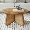 Home Decorators Collection Lisbon 34 in. Natural Round Cane Rattan & Mango Wood Coffee Table TTE-10638