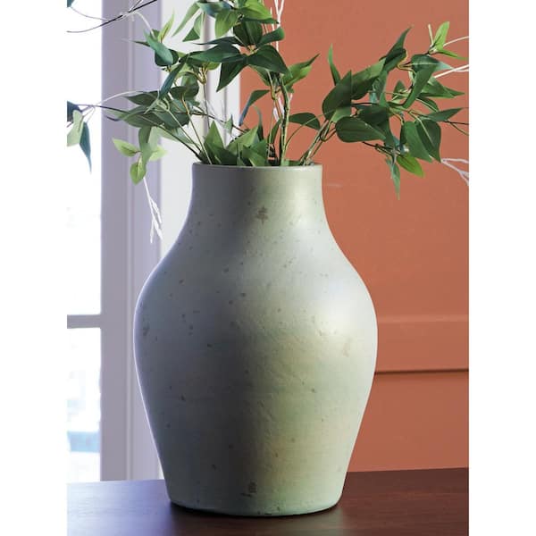 Baychester 13 in. Green Terra Cotta Urn  Decorative Vase