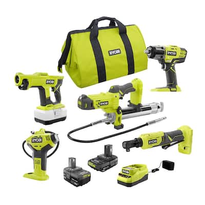 ONE+ 18V Cordless 4-Tool Combo Kit with (2) Batteries, Charger, and 18V Cordless Handheld Electrostatic Sprayer